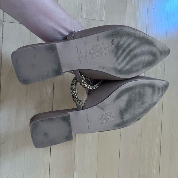 KURT GEIGER Polly Pointed Toe Leather Mule - Light/ Pastel Tan Brown 38.5 - Picture 4 of 9